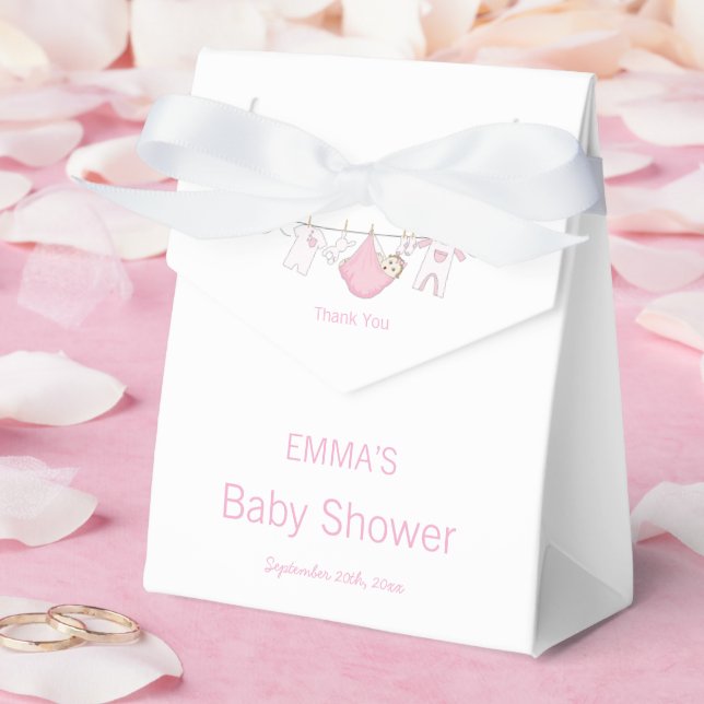 Cute Pink illustration Baby Shower Thank You  Favor Boxes (Wedding)