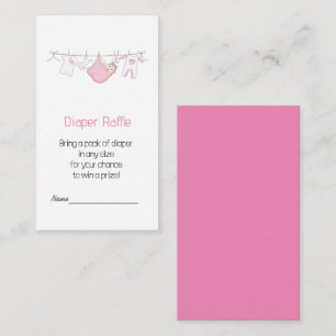 Cute Pink illustration Diaper Raffle  Enclosure Card