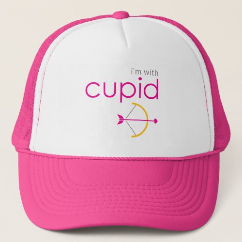 Cute Pink Im With Cupid Valentines Day Trucker Hat