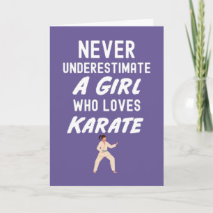 Cute Pink Karate Cards For Baby Girls Sport Player