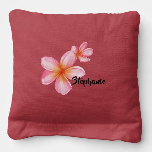 Cute Pink Kath Golap Floral Design Cornhole Bags