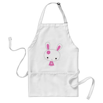 Cute Pink Kawaii Bunny Adult Apron by online_store at Zazzle