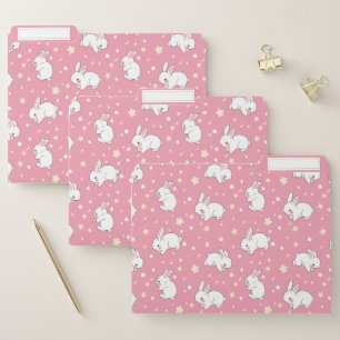 Cute Pink Kawaii Bunny Doodle File Folder