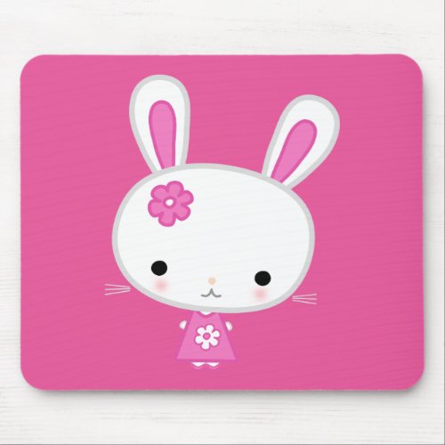 Cute Pink Kawaii Bunny Mouse Pad