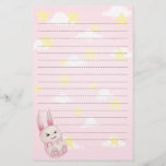 Cute pink Kawaii Bunny rabbit falling from stars Stationery
