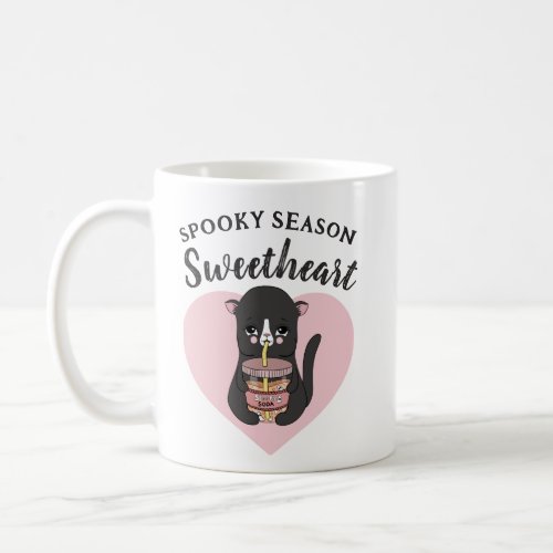 Cute Pink Kawaii Cat Spooky Season Sweetheart  Coffee Mug