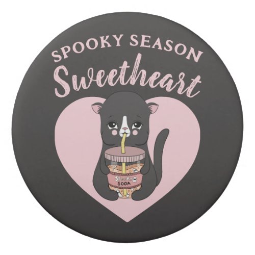 Cute Pink Kawaii Cat Spooky Season Sweetheart Eraser