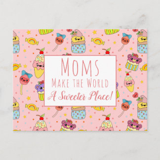 Cute Pink Kawaii Cupcake Happy Mother's Day Postcard