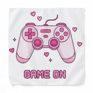 Cute Pink Kawaii Game Controller with Hearts Bandana
