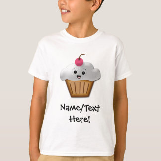 Cute Pink Kawaii Happy Face Cupcake Girls T-Shirt