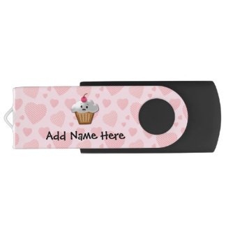 Cute Pink Kawaii Happy Face Cupcake Girls USB Flash Drive