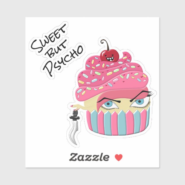 Cute Pink Kawaii Killer Cupcake Halloween Sticker (Sheet)