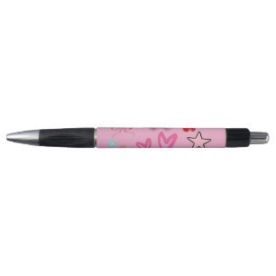Cute Pink Kawaii Pen with Hearts, Stars & Bows – A