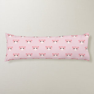 Cute Pink Kawaii Pig Illustration Body Pillow