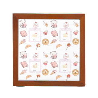 Cute Pink Kawaii Sweet Treats Dessert Design Desk Organizer