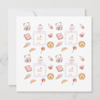 Cute Pink Kawaii Sweet Treats Dessert Design Invitation