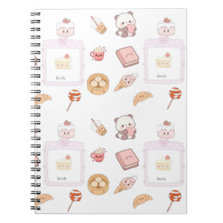 Cute Pink Kawaii Sweet Treats Dessert Design Notebook