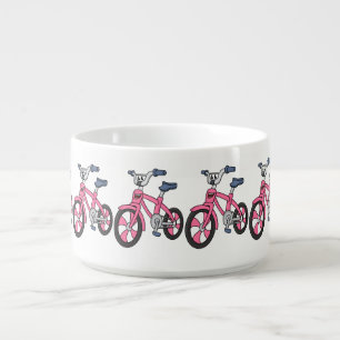 Cute pink kids bicycle cartoon illustration bowl