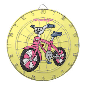 Cute pink kids bicycle cartoon illustration dart board