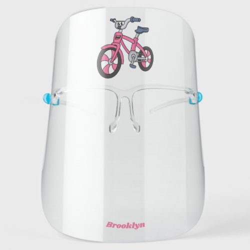 Cute pink kids bicycle cartoon illustration face shield