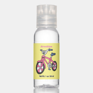 Cute pink kids bicycle cartoon illustration hand sanitizer