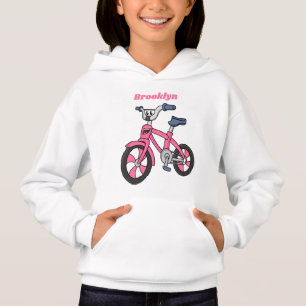 Cute pink kids bicycle cartoon illustration hoodie