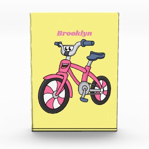 Cute pink kids bicycle cartoon illustration photo block