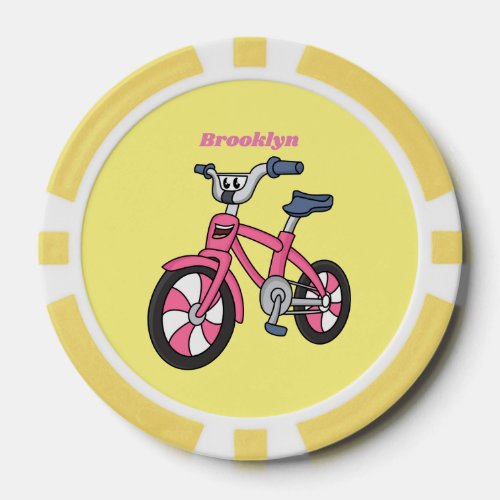 Cute pink kids bicycle cartoon illustration poker chips