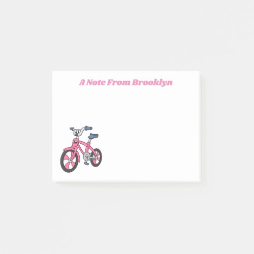 Cute pink kids bicycle cartoon illustration post_it notes