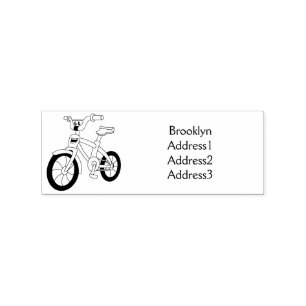 Cute pink kids bicycle cartoon illustration rubber stamp