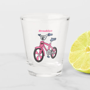 Cute pink kids bicycle cartoon illustration shot glass