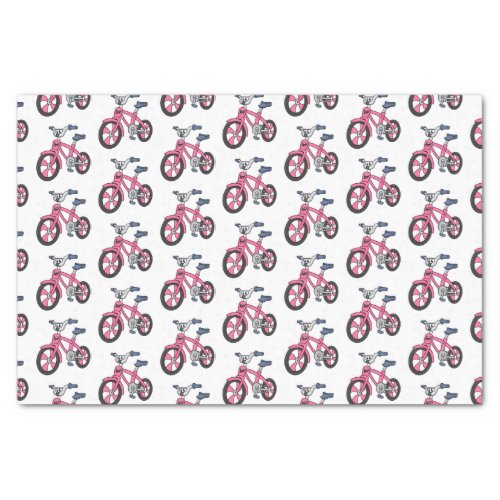 Cute pink kids bicycle cartoon illustration tissue paper