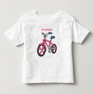 Cute pink kids bicycle cartoon illustration toddler t-shirt