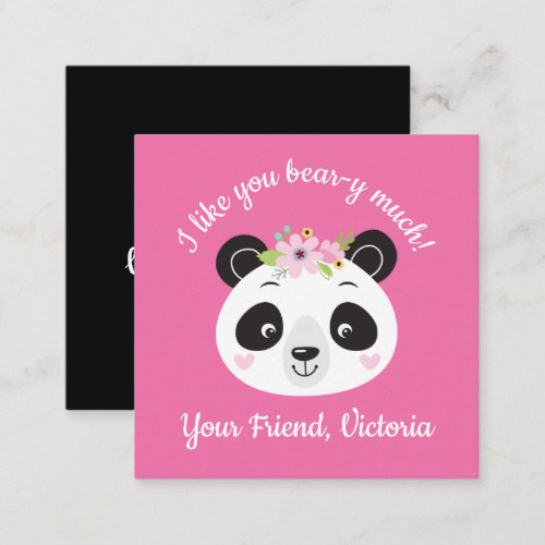 Cute Pink Kids Classroom Valentines Day Note Card