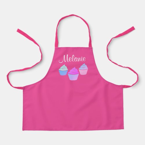 Cute pink kids cupcake baking apron for children