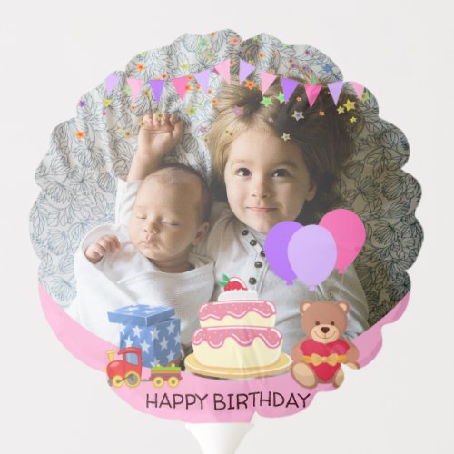 Cute Pink Kids Toys Birthday Celebration Photo Balloon