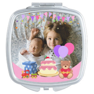 Cute Pink Kids Toys Birthday Celebration Photo Compact Mirror
