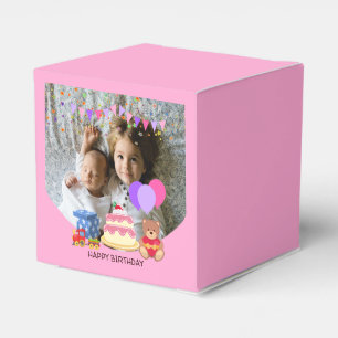 Cute Pink Kids Toys Birthday Celebration Photo Favor Boxes