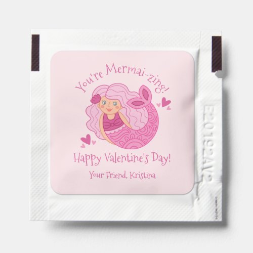 Cute Pink Kids Valentine Mermaid Hand Sanitizer Packet