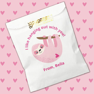 Cute Pink Kids Valentine School Classroom Favor Bag