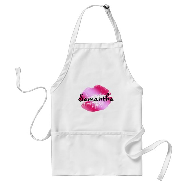 Cute Pink Kissy lips Adult Apron (Front)
