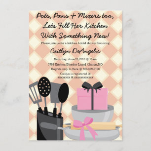 Cute Pink Kitchen Gadget Bridal Shower invitation