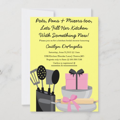 Cute Pink Kitchen Gadget Bridal Shower invitation