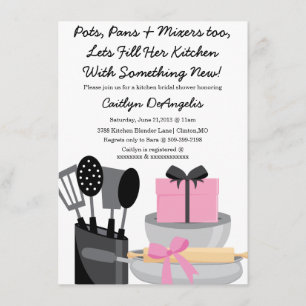 Cute Pink Kitchen Gadget Bridal Shower invitation