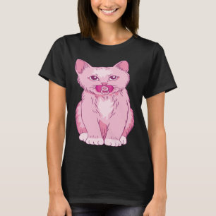 Cute Pink Kitten Baby Animal Pet With Pacifier T-Shirt
