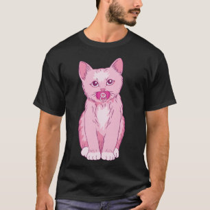 Cute Pink Kitten Baby Animal Pet With Pacifier T-Shirt