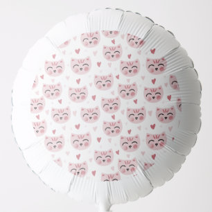 Cute Pink Kittens and Hearts Pattern for Kids Balloon