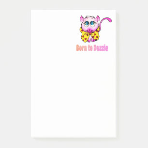 Cute Pink Kitty - Born to Dazzle Art Post-it Notes