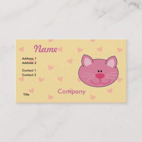 Cute Pink Kitty Cat Business Card Templates