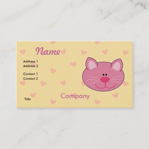 Customizable Cute Pink Kitty Cat Business Card Templates